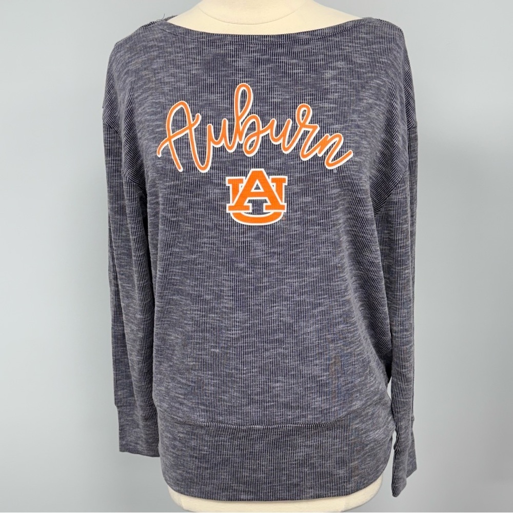 NWOT Auburn Tigers Women’s S Ribbed Long Sleeve Shirt Navy Space Dye Graphic